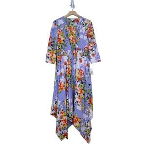Cupio Floral Midi Dress in Lavender and Multicolor